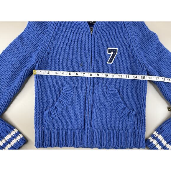 Vintage Abercrombie & Fitch Y2K Women’s Wool Blend Knit Zip Up Hoodie M Blue - Picture 5 of 11
